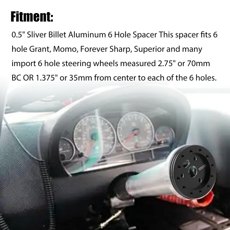 RULLINE 1"" Steering Wheel Hub Adapter Conversion Spacer 6 Hole to 3 Hole Steering Wheel Adapter Boss Kit Black - Image 3